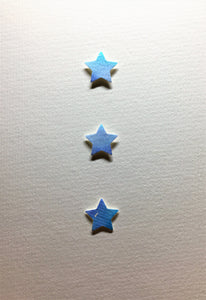 Hand-painted greeting card - Blue, lilac and turquoise star design - eDgE dEsiGn London
