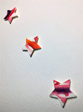 Hand-painted greeting card - Purple, red, pink, orange and white star design - eDgE dEsiGn London