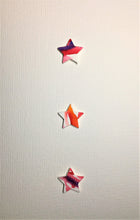 Hand-painted greeting card - Purple, red, pink, orange and white star design - eDgE dEsiGn London