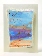 Original Hand Painted Greeting Card - Pink, Blue, Orange, Purple and Gold - eDgE dEsiGn London