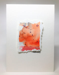 Original Hand Painted Greeting Card - Abstract Orange, Red, Purple and Gold - eDgE dEsiGn London