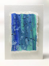 Original Hand Painted Greeting Card - Blue, Turquoise and Silver - eDgE dEsiGn London