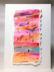 Original Hand Painted Greeting Card - Abstract Pink, Purple, Turquoise, Orange and Gold - eDgE dEsiGn London