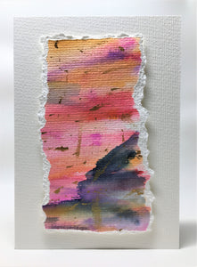 Original Hand Painted Greeting Card - Abstract Blue, Pink, Orange, Purple and Gold - eDgE dEsiGn London