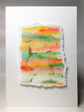 Original Hand Painted Greeting Card - Abstract Yellow, Orange, Green and Gold - eDgE dEsiGn London
