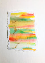 Original Hand Painted Greeting Card - Abstract Yellow, Orange, Green and Gold - eDgE dEsiGn London