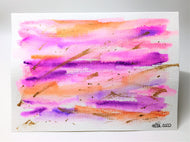 Original Hand Painted Greeting Card - Abstract Orange, Pink, Purple and Gold - eDgE dEsiGn London