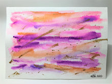 Original Hand Painted Greeting Card - Abstract Orange, Pink, Purple and Gold - eDgE dEsiGn London