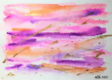 Original Hand Painted Greeting Card - Abstract Orange, Pink, Purple and Gold - eDgE dEsiGn London