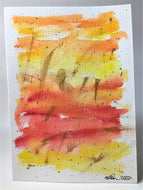 Original Hand Painted Greeting Card - Abstract Yellow, Orange, Red and Gold - eDgE dEsiGn London