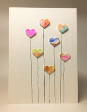 Original Hand Painted Greeting Card - Seven Abstract Heart Flowers - eDgE dEsiGn London