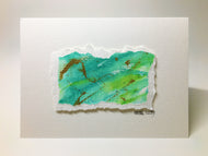 Original Hand Painted Greeting Card - Green and Gold Design - eDgE dEsiGn London