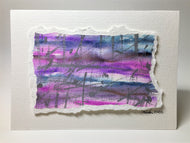 Original Hand Painted Greeting Card - Abstract Purple, Blue and Silver Design - eDgE dEsiGn London