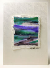 Original Hand Painted Greeting Card - Abstract Black, Green, Purple, Blue and Silver Design - eDgE dEsiGn London