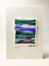 Original Hand Painted Greeting Card - Abstract Black, Green, Purple, Blue and Silver Design - eDgE dEsiGn London
