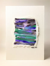 Original Hand Painted Greeting Card - Abstract Green, Black, Purple and Silver Design - eDgE dEsiGn London