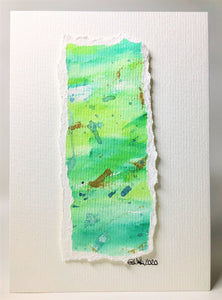 Original Hand Painted Greeting Card - Abstract Blue, Green and Gold - eDgE dEsiGn London