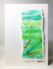 Original Hand Painted Greeting Card - Abstract Green, Blue and Gold #2 - eDgE dEsiGn London