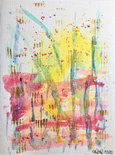 Original Hand Painted Greeting Card - Abstract Yellow, Red, Blue, Green and Gold - eDgE dEsiGn London