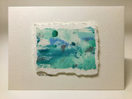 Original Hand Painted Greeting Card - Abstract Green, Blue and Silver - eDgE dEsiGn London