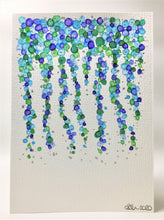 Original Hand Painted Greeting Card - Abstract Blue, Purple, Green, and Silver Strand - eDgE dEsiGn London