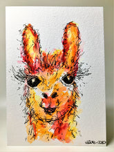 Original Hand Painted Greeting Card - Abstract Llama Design - eDgE dEsiGn London