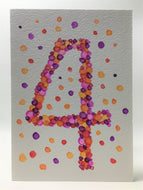 Original Hand Painted Birthday Card - 4th Birthday - Purple/Pink/Orange/Red Bubbles Design - eDgE dEsiGn London