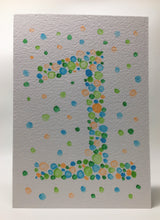 Original Hand Painted Birthday Card - 1st Birthday - Orange/Turquoise/Green Bubbles Design - eDgE dEsiGn London