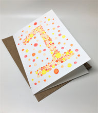 Original Hand Painted Birthday Card - 1st Birthday - Orange/Yellow/Red Bubbles Design - eDgE dEsiGn London
