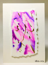 Original Hand Painted Greeting Card - Abstract Purple, Pink and Gold Raised Design - eDgE dEsiGn London