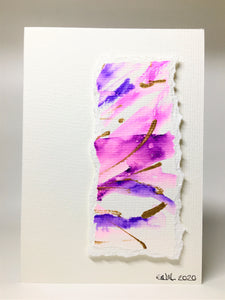 Original Hand Painted Greeting Card - Abstract Purple, Pink and Gold Raised Design #2 - eDgE dEsiGn London