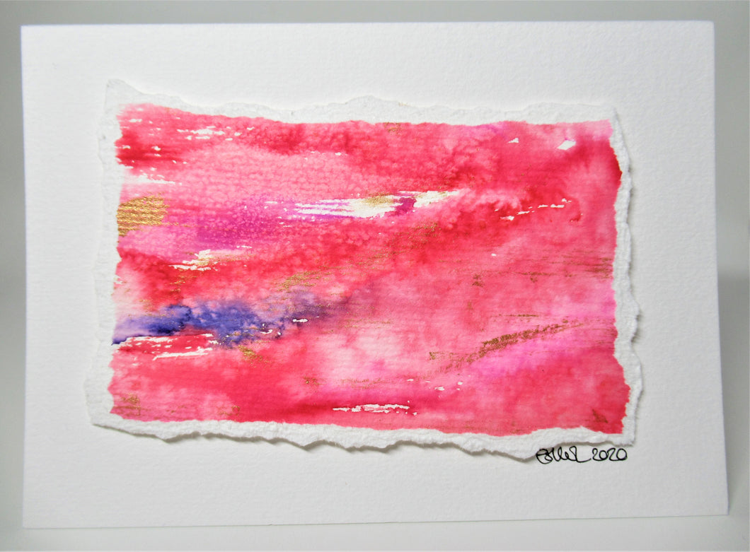 Original Hand Painted Greeting Card - Red, Purple, Blue and Gold Raised Design - eDgE dEsiGn London