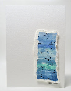Original Hand Painted Greeting Card - Abstract Blue, Turquoise and Green Design - eDgE dEsiGn London