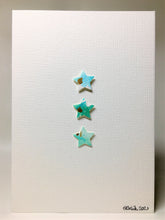 Original Hand Painted Greeting Card - Green and Gold Star Design - eDgE dEsiGn London