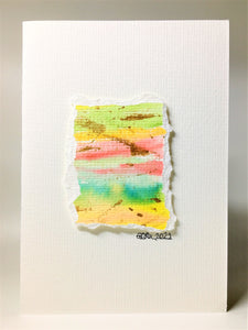 Abstract Multicolour and Gold - Hand Painted Watercolour Greeting Card