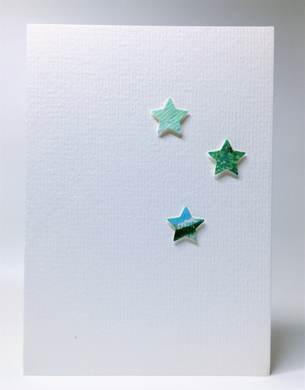 Green and Gold Stars - Hand Painted Greeting Card