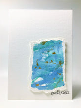 Abstract Blue, Green and Gold - Hand Painted Greeting Card