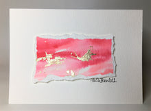 Red, Pink and Gold Abstract Design - Hand Painted Greeting Card