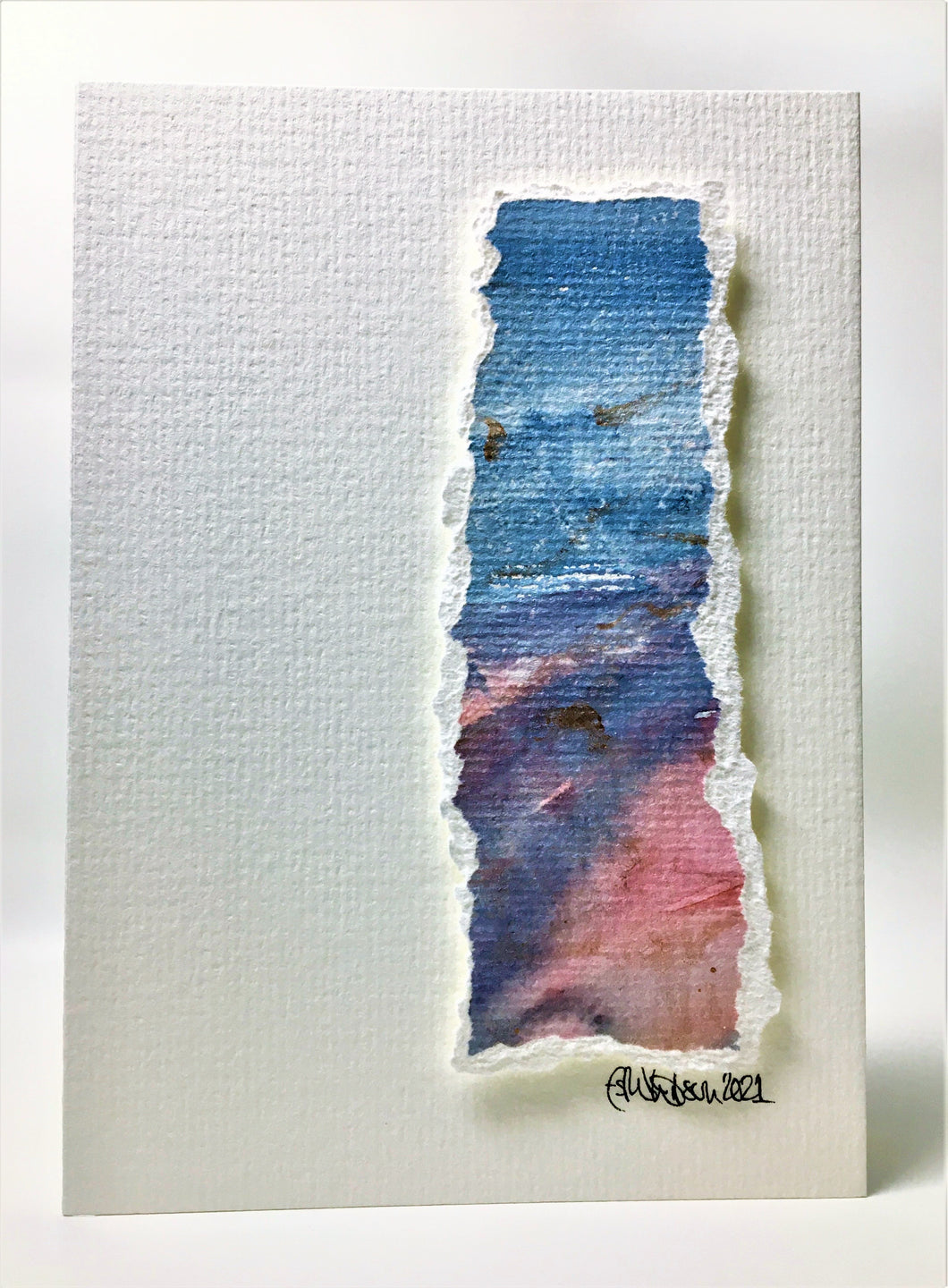 Abstract Raised Blue, Pink and Copper Design - Hand Painted Greeting Card