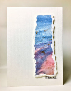 Abstract Raised Blue, Pink and Copper Design - Hand Painted Greeting Card