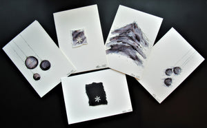 Original Hand painted Christmas cards - 5 unique designs - black, silver and grey - eDgE dEsiGn London
