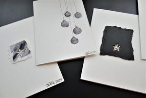 Original Hand painted Christmas cards - 5 unique designs - grey, black and silver - eDgE dEsiGn London