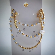 Beaded Lacelet - Necklace and bracelet - Gold with Silver Swarovski Crystals - eDgE dEsiGn London