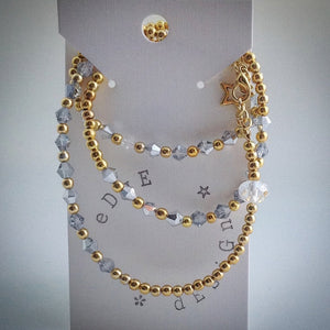 Beaded Lacelet - Necklace and bracelet - Gold with Silver Swarovski Crystals - eDgE dEsiGn London