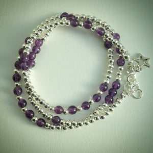 Beaded Lacelet - Necklace or Bracelet - Amethyst and Silver beads - eDgE dEsiGn London