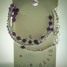 Beaded Lacelet - Necklace or Bracelet - Amethyst and Silver beads - eDgE dEsiGn London