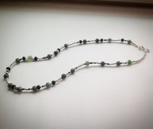 Beaded Lacelet - Necklace and bracelet - Silver with Green Agate and Black beads - eDgE dEsiGn London
