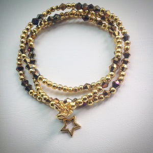 Beaded Lacelet - Necklace and bracelet - Gold with Swarovski Crystal Beads and Star - eDgE dEsiGn London