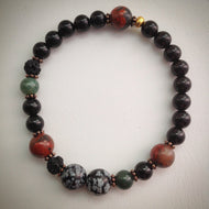 Beaded bracelet - Onyx, Volcanic, Agate, Obsidian and Jasper beads - eDgE dEsiGn London