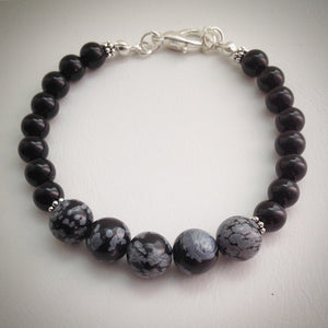 Beaded bracelet - Onyx and Obsidian beads - eDgE dEsiGn London
